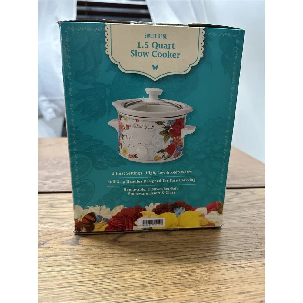 Pioneer Woman Sweet Rose 1.5 Qt Mini Crock Pot Slow Cooker NEW Sealed Box